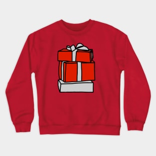 A Stack of Three Wrapped Christmas Gift Boxes Crewneck Sweatshirt